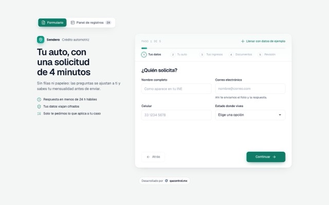 Demo de formulario inteligente por pasos con lógica condicional