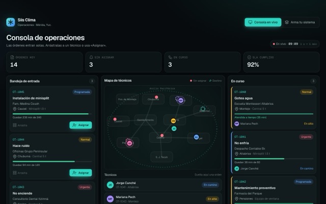 Demo de software a medida: consola de operaciones en vivo
